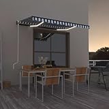 IKAYAA Elektrische Gelenkarmmarkise 400 x 300 cm, mit LED, Markise, Sonnenmarkise, Sonnenschutz,...