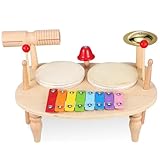 Beaupretty Holzpercussion Teilig Mini Schlagzeug Xylophon Tamburin Hochwertiges Holz Musikinstrument...