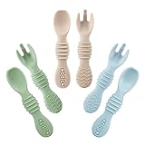 PandaEar 6 Pack Silicone Baby Löffel & Gabeln Selber Essen| Baby Lernlöffel Kinderlöffel Brei ab...