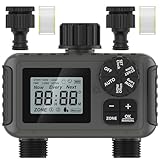 HITRENDS Bewässerungscomputer 2 Ausgänge, Großem LED-Display, Bewässerungs-Timer mit...