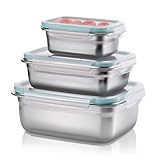 MICHIHOMIE Brotdose Edelstahl 3er Set – Auslaufsichere Lunchboxen mit Deckel, BPA-frei &...
