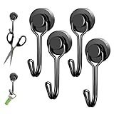 Biliant 4 Stück Magnethaken, Magnethaken Extra Stark, Schwarz Neodym Haken, 6Kg Neodym Magnetic...