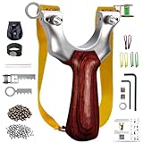 Professionelle Zwille Set rotem Massivholzgriff Steinschleuder – Ergonomisches Design Edelstahl...