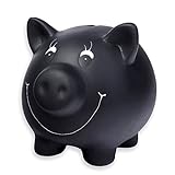 Schramm® Sparschwein schwarz aus Keramik mit Tafellack beschreibbar mit Kreide Sparschweine Schwein...