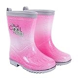 PERLETTI Rosa Gummistiefel für Kleine Mädchen - Pink Regen Stiefel Kleinkind Kindergarten 3 4 5 6...