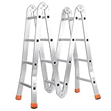 星姿 4-Wege-Klappleiter, 150 kg belastbare Aluminium-Gelenkleiter, Lagergerüst mit 10 cm dicken...