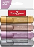 Faber-Castell 254674 Metallic Textmarker Set 4 Stück, Highlighter Pens mit Präzisions-Keilspitze,...