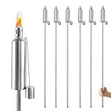 SUBTLETY 115cm Öl Gartenfackeln für Draußen Edelstahl Öllampe Fackeln mit 330ml Nachfüllbar Öl...