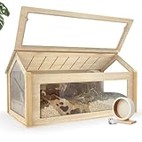 noviclass® Hamsterkäfig Glas Theodore - Hamstervilla aus Lindenholz und Acrylglas - 100 x 55 x...