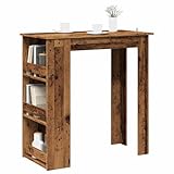 RMIHSJG Bartisch mit Regal Altholz-Optik 102x50x103,5 cm - Moderner Stehtisch mit 3 Ablagen für...