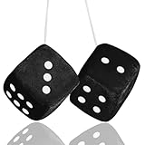 WLLHYF Fuzzy-Plüschwürfel, Paar Schwarze Hängende Weiche Plüschwürfel mit Punkten...