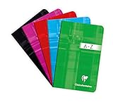 Clairefontaine 3599C - Adressbuch / Vokabelheft 9x14 cm, 48 Blatt, kariert, 90g, farbig sortiert, 1...