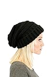 NioBe Clothing Weiche Strickmütze, Oversize, dehnbar, Unisex, Slouchy, Schwarz