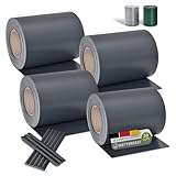 Juskys PVC Sichtschutzstreifen Doppelstabmatten Zaun 4er Set - 4 Rollen á 35m x 19cm - 120...
