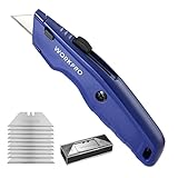 WORKPRO Premium Teppichmesser, Einziehbarer Universalmesser aus Vollmetall, Strapazierfähiger...