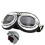 Reitbrille – Winddichte ATV-Brille, verstellbarer Riemen, Vintage-Pilot-Passform, kratzfester...