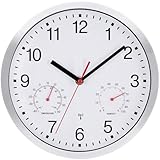 NESIFEE Funkwanduhr Geräuschlos Funkuhr Wand Wanduhr Funk Ohne Tickgeräusche mit temperaturanzeige...