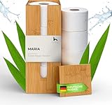 HENNEZ Toilettenpapier Aufbewahrung Bambus 4 Rollen Klopapier mit Deckel & Ablage Ersatzrollenhalter...
