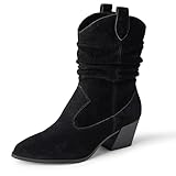Amazon Essentials Damen Modische Western-Stiefel, Schwarz, 43 EU