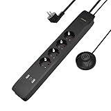 UCOMEN Steckdosenleiste mit Fußschalter, Mehrfachsteckdose 4-Fach mit Comfort Switch,20W USB A und...