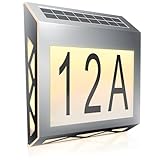 CSL - LED Solar Hausnummernleuchte Edelstahl - Hausnummer beleuchtet Solar - Automatische Tag- und...