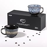 ecooe Cappuccinotassen Set Dickwandig aus Steingut 2er 260 ml, Handgefertigt Porzellan Kaffeetassen,...