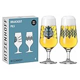 RITZENHOFF 6201001 Bierglas 374 ml 2er Set Serie Brauchzeit mit Illustrationen, mehrfarbig Made in...