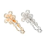 VILLCASE 2 Stück Kleine Haarspangen mit Metall Blumenmotiv Haarnadeln für Damen Haaraccessoires In...