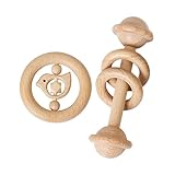 Qianly 2x Holz Baby Rassel Spielzeug Shaker Spielzeug Sensorischen Spielzeug für