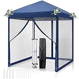 LEADZM Pavillon 2x2m,Faltpavillon,Wasserdicht,UV Schutz 50+,Höhenverstellbar mit 4 Moskitonetzen,...