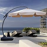 Grand patio Ampelschirm mit Schirmständer, Sonnenschirm 300cm Mit praktischer Handkurbel, Leicht zu...