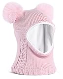 FURTALK Kleinkind Baby SchalMütze warm gefüttert Kinder Strickmütze Pom Pom Wintermütze für...