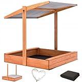 Sandkasten Imprägniert mit Verstellbarer Dach mit Sonnenschutz mit UV 100+ Schutz Sandbox mit...
