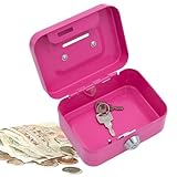 Geldkassette, Schloss mit Schlüsseln, 11,5 x 8,5 x 5,8 cm, Spardose aus Stahl, Schloss mit...