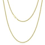 KRKC&CO Herren Halskette, 14K Gold Vergoldet 3mm Edelstahl Panzerkette Cuban Link Chain, Nickel-frei...