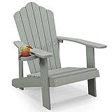 GOPLUS Adirondack Gartenstuhl mit Getränkehalter, Gartensessel mit Komfortabler Rücklehne &...