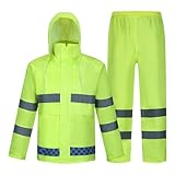 Regenanzug – Herren-Regenjacke, Regentagsausrüstung | Hochsichtbarer Regenschutzanzug mit...