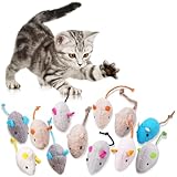 Adiwo Katzenspielzeug Maus - 12 Stück Plüsch Mäuse Mit Katzenminze, Interaktives Spielzeug für...
