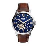 Fossil Townsman uhr für Herren, Mechanisches Automatikwerk mit Edelstahl- oder Lederarmband, Blau,...