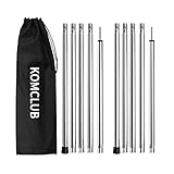 KOMCLUB Zeltstangen Camping-Planenstangen 10er-Pack Edelstahl Verstellbarer Vorhang Pfosten...