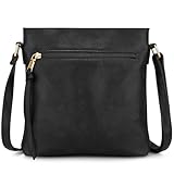 DOB SECHS Handtasche Damen Kleine Umhängetasche aus PU Leder Schultertasche für Frauen Schwarz...
