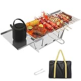 Dripex BBQ Campinggrill Edelstahl Faltbare Klappgrill Klein Holzkohlegrill Outdoor Picknickgrill...