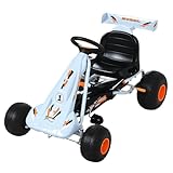HOMCOM Gokart Tretauto mit Handbremse, verstellbarem Sitz, Pedal, Vor- und Rückwärtsgang, Kettcar...