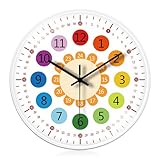 Kinder Wanduhr Ohne Tickgeräusche: 20cm Lernuhr für Mädchen und Jungen - Kinderzimmeruhr für...