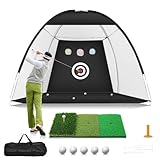 WUDLEP Golf-Netz, 3 x 2,1 m, Golf-Übungsnetz mit Tri-Turf-Golfmatte, All-in-1...