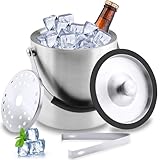 Zosenyer 1.6L Eiswürfelbehälter, Eisbehälter mit Deckel, Eiskübel mit Clips und Sieb,...