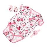 BESPORTBLE 3 Stück Neugeborenes Teiliges Outfit Set für Jahre mit Rosenmuster Bodysuit Schuhen und...