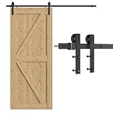 TSMST 6.7FT/202cm Schiebetürsystem Komplett-Set für Schiebetüren,Schwarz Schienen-Kit Passend...