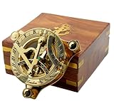 Kompass aus Messing, mit Sonnenuhr, Maritim-/Vintage-Stil, Antik-Optik, nautische Sonnenuhr und...