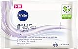 NIVEA 3in1 Sensitiv Reinigungstücher (25 Stück), milde Gesichtsreinigungstücher mit Dexpanthenol,...